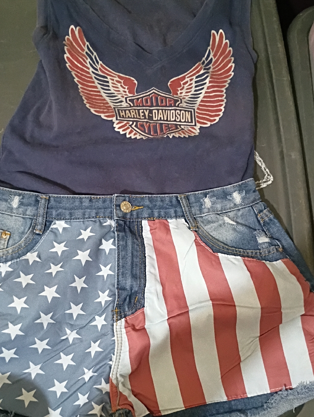 4th July Special Harley Davidson & Cutoffs Both sz.(L) Perfect Outfit